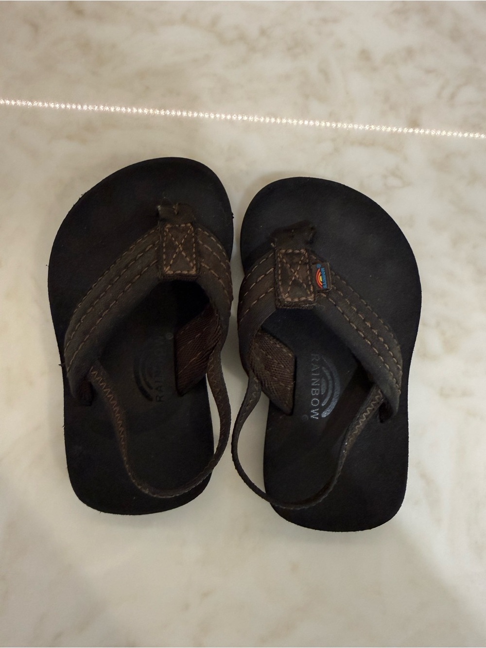 Rainbow Brown & Black Toddler Back-Strap Flip Flops